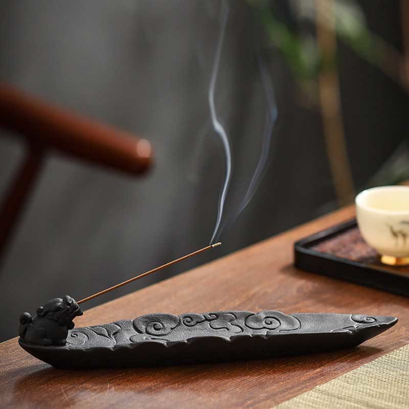 Ceramic Auspicious Clouds Pixiu Incense Burner for Meditation - Image 9