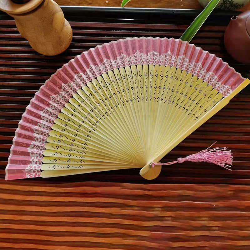 22cm Bamboo Folding Fan with Hollow Engraved Design | Tranquil Comfort - Image 5