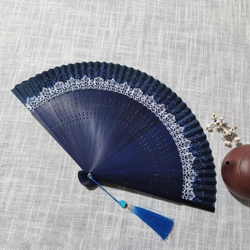 22cm Bamboo Folding Fan with Hollow Engraved Design | Tranquil Comfort - Image 8