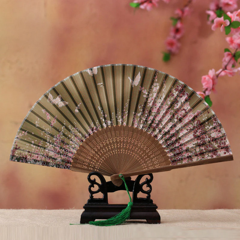 21cm Bamboo Hand Fan | Cherry Blossom Butterfly Design - Image 6