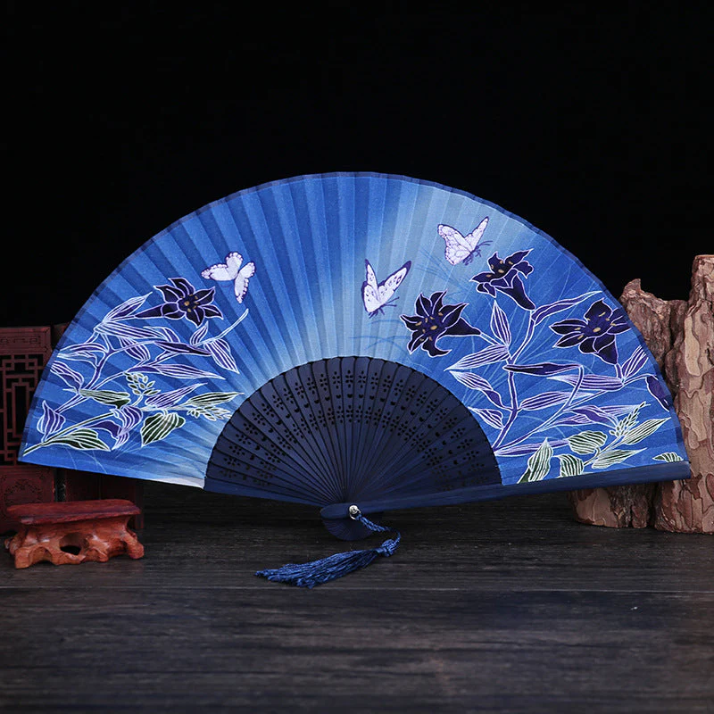 21cm Bamboo Hand Fan | Cherry Blossom Butterfly Design - Image 9