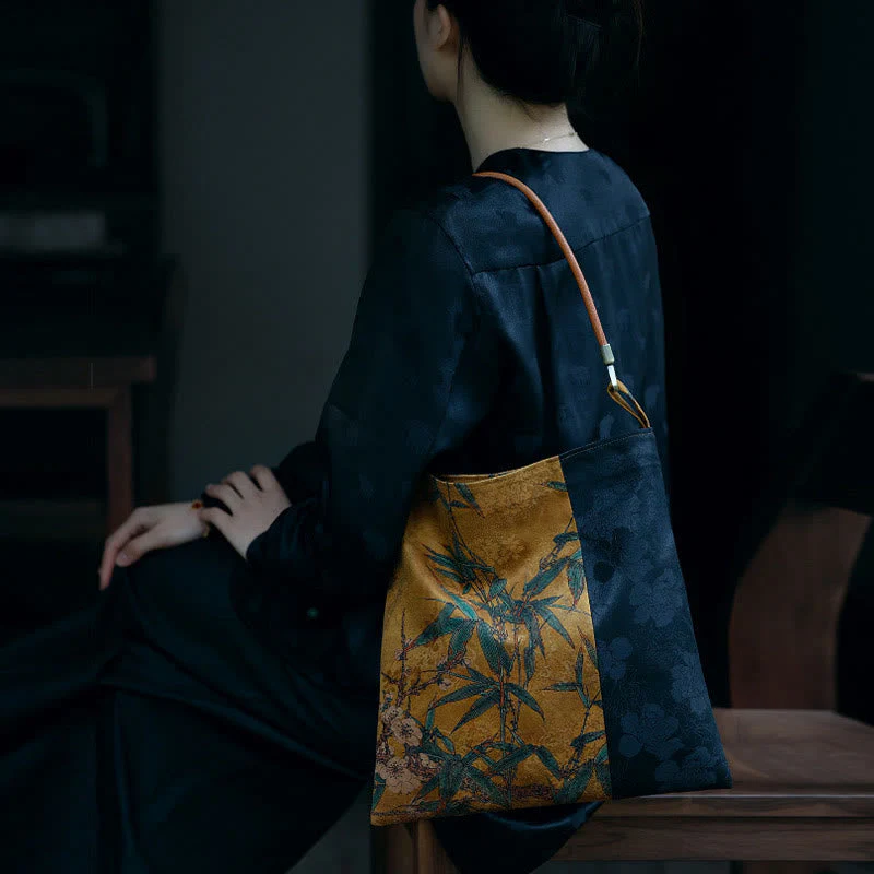 33cm Spiritual Bamboo Leaves Shoulder Bag with Buckle - Image 11