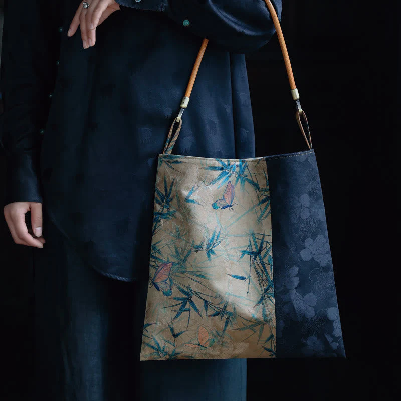 33cm Spiritual Bamboo Leaves Shoulder Bag with Buckle - Image 12