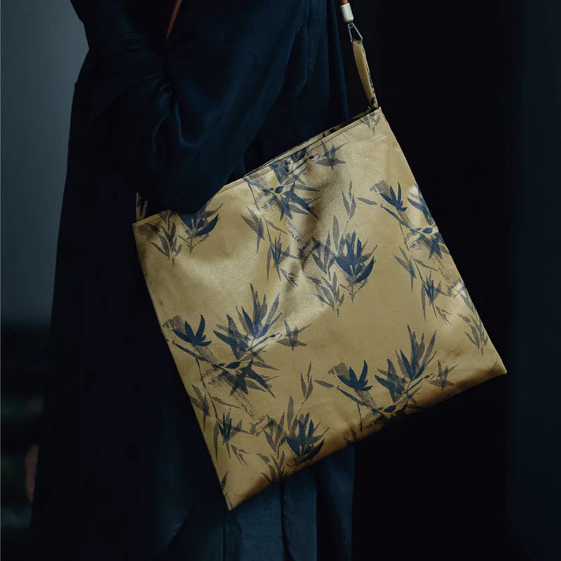 33cm Spiritual Bamboo Leaves Shoulder Bag with Buckle - Image 15