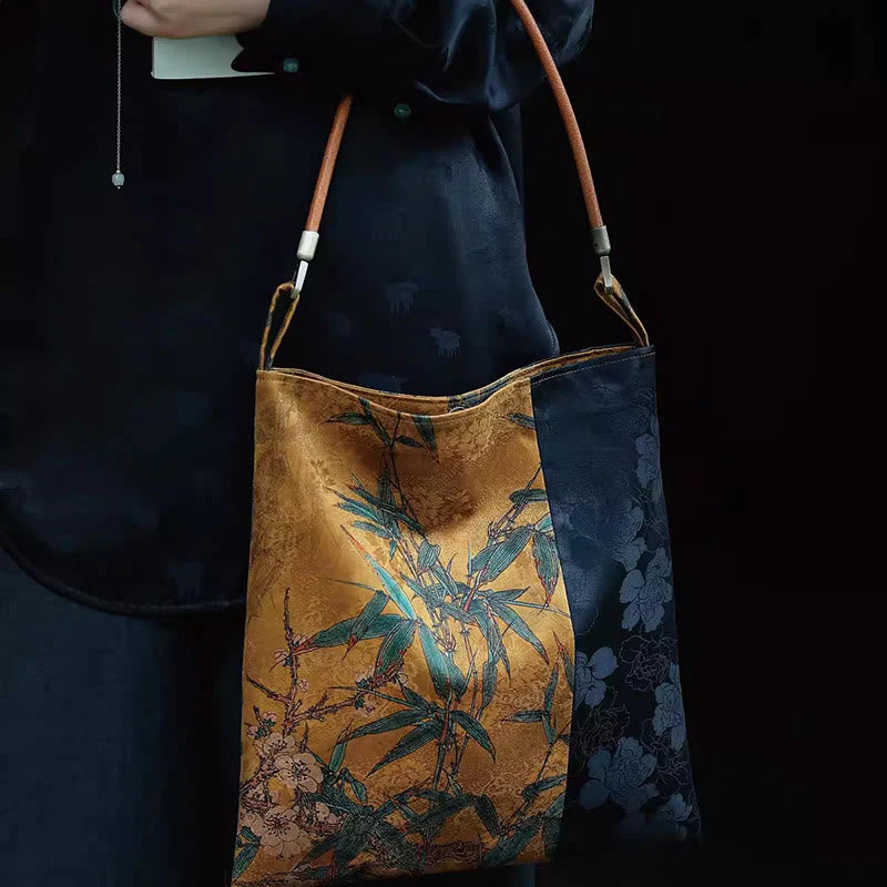 33cm Spiritual Bamboo Leaves Shoulder Bag with Buckle - Image 2