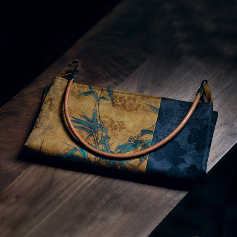 33cm Spiritual Bamboo Leaves Shoulder Bag with Buckle - Image 5