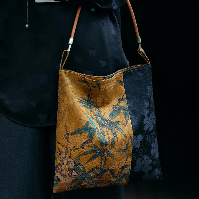 33cm Spiritual Bamboo Leaves Shoulder Bag with Buckle - Image 9