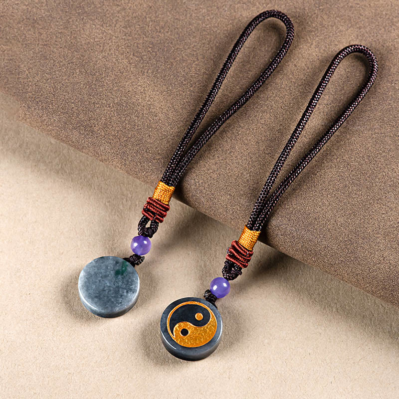 Black Jade Yin Yang Protection Key Chain with Balance - Image 2