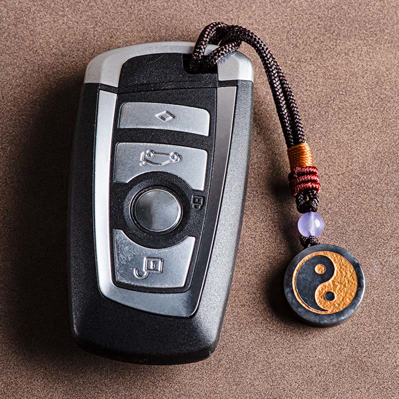 Black Jade Yin Yang Protection Key Chain with Balance - Image 5