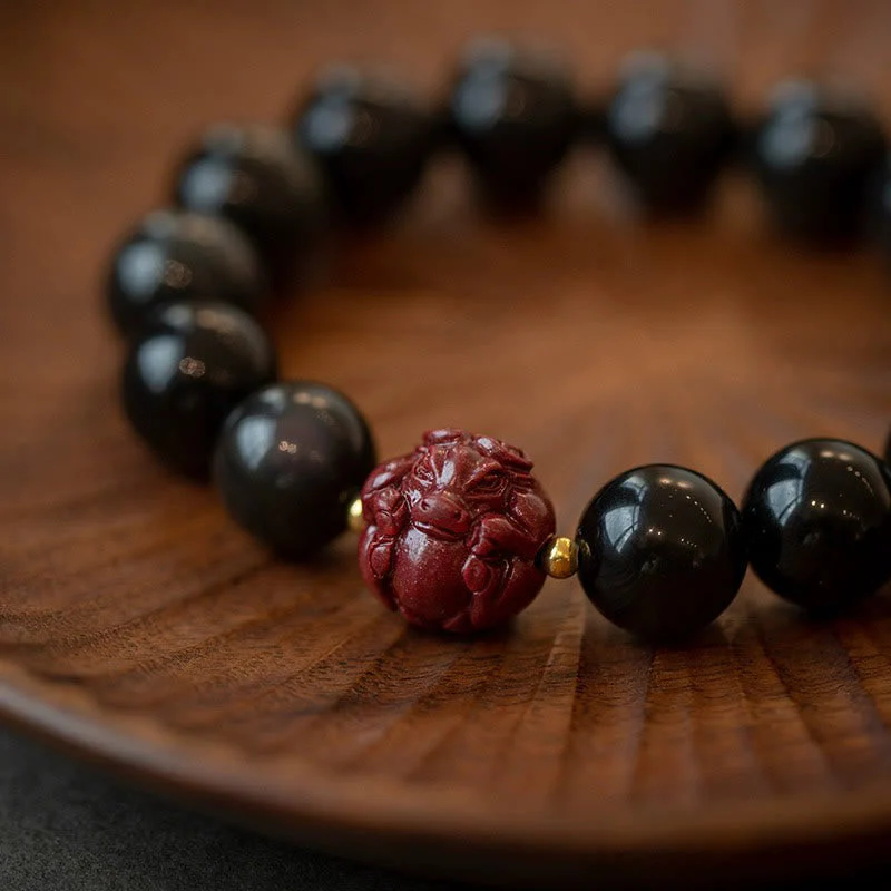 10mm Black Obsidian Chinese Zodiac Purification Bracelet - Image 8
