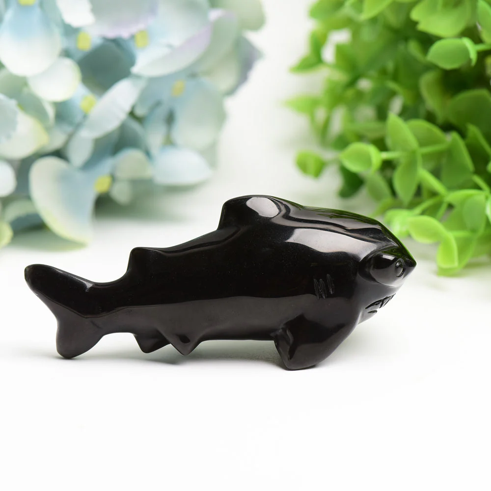 3.8 Inch Black Obsidian Jaw Crystal Figurine for Healing - Image 2