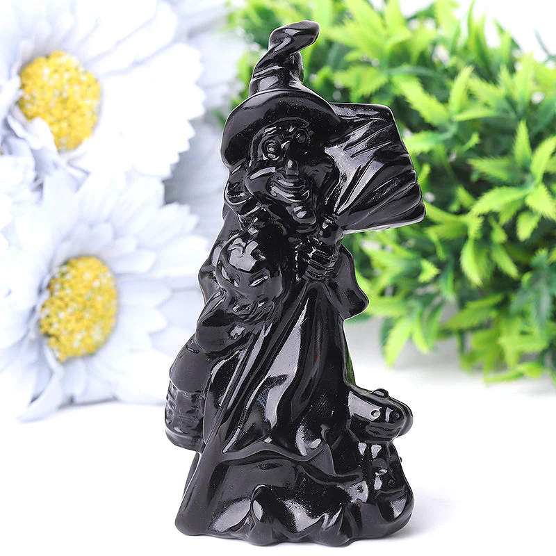 4.5 Inch Black Obsidian Witch Crystal Figurine for Protection - Image 2