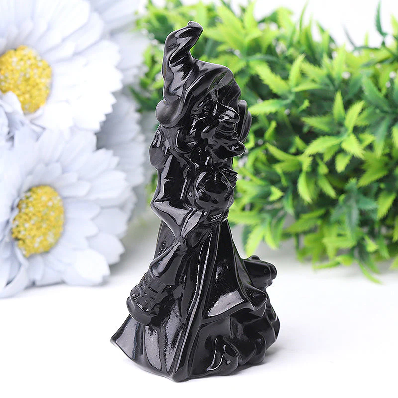 4.5 Inch Black Obsidian Witch Crystal Figurine for Protection - Image 3