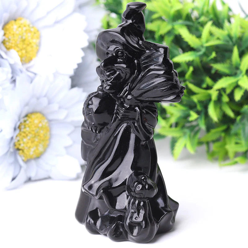 4.5 Inch Black Obsidian Witch Crystal Figurine for Protection - Image 4
