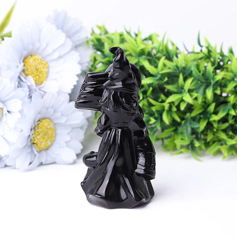 4.5 Inch Black Obsidian Witch Crystal Figurine for Protection - Image 5