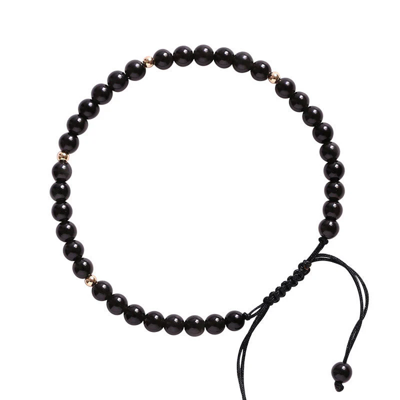 4mm Black Obsidian Protection Rope Bracelet - Image 13