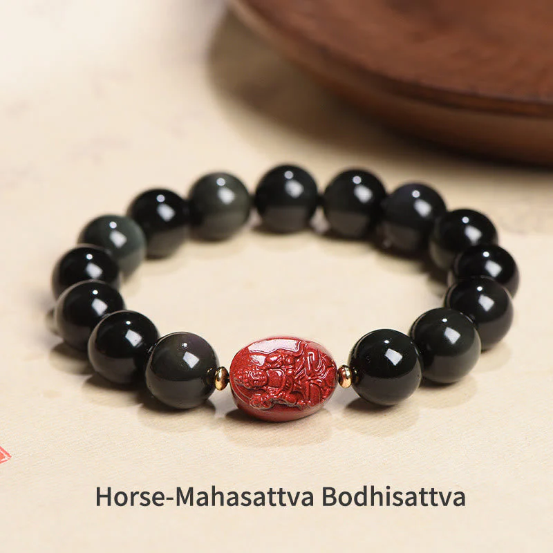 8mm Black Obsidian Chinese Zodiac Purification Bracelet - Image 25