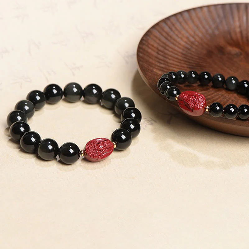 8mm Black Obsidian Chinese Zodiac Purification Bracelet - Image 30