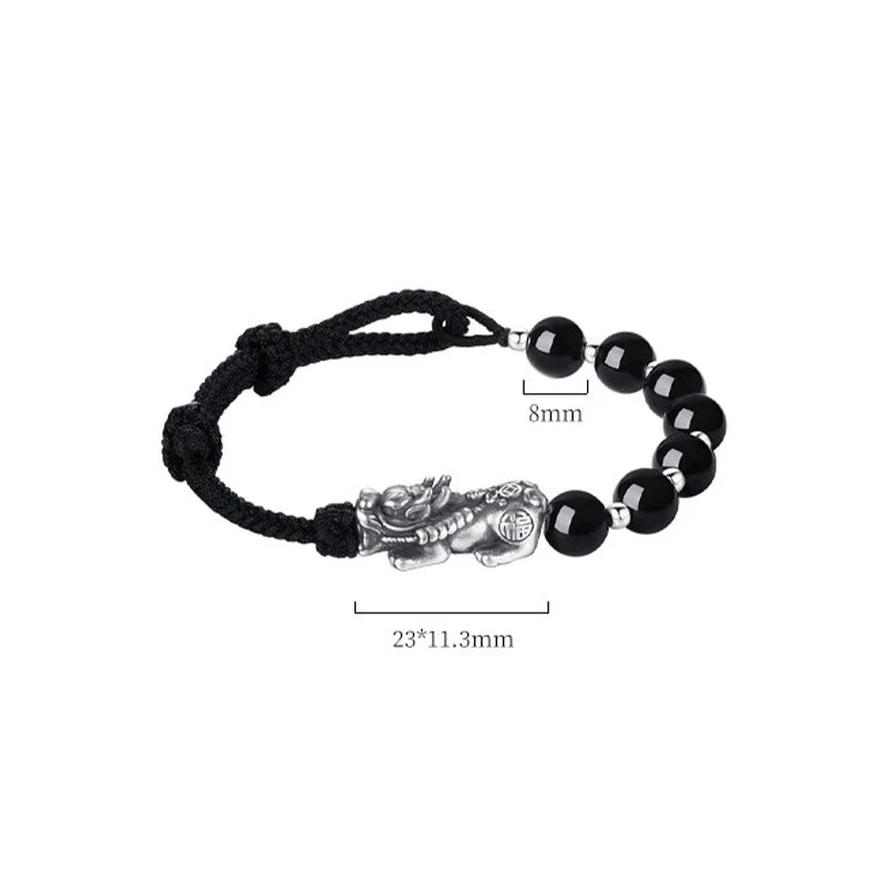 8mm Black Obsidian Pixiu Bracelet for Strength & Wealth - Image 7