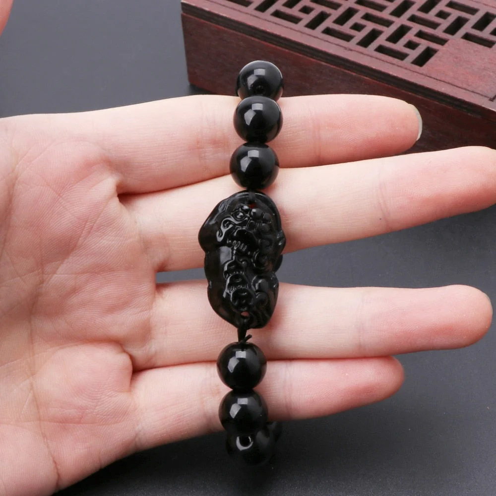 Pixiu Wealth Charm Obsidian Bracelet - Image 2