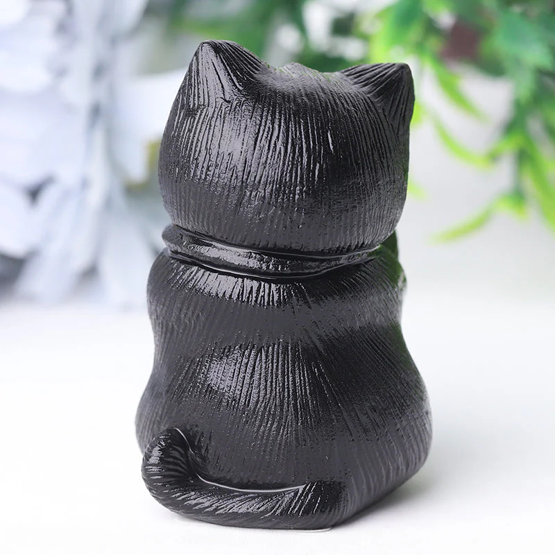 2-Inch Black Obsidian Cat Carving for Protection - Image 6
