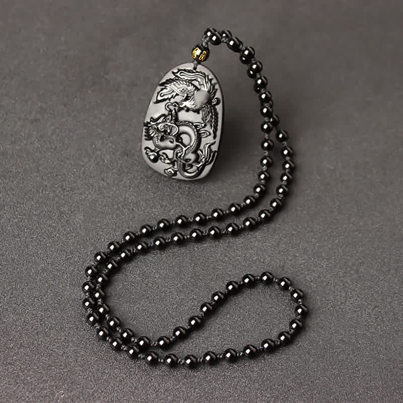 Black Obsidian Dragon Necklace with Tiger Eye Pendant for Protection - Image 10