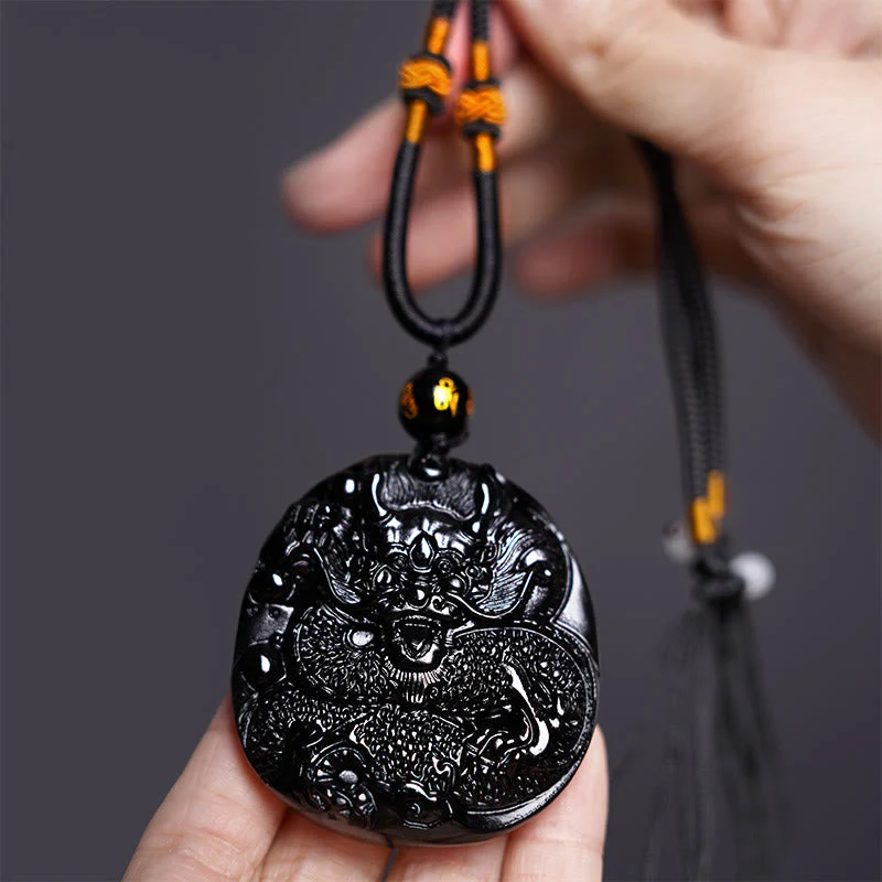 Black Obsidian Dragon Necklace for Protective Strength - Image 2