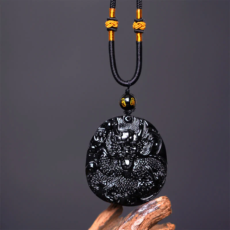 Black Obsidian Dragon Necklace for Protective Strength - Image 3