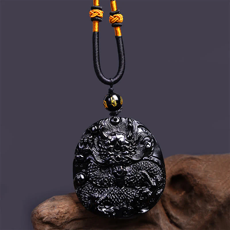 Black Obsidian Dragon Necklace for Protective Strength - Image 4
