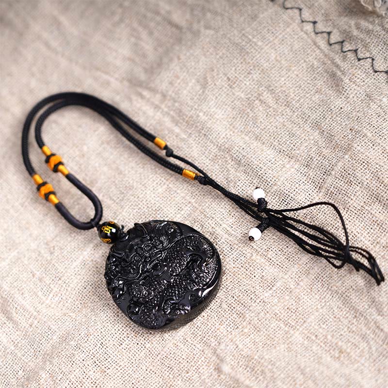 Black Obsidian Dragon Necklace for Protective Strength - Image 6