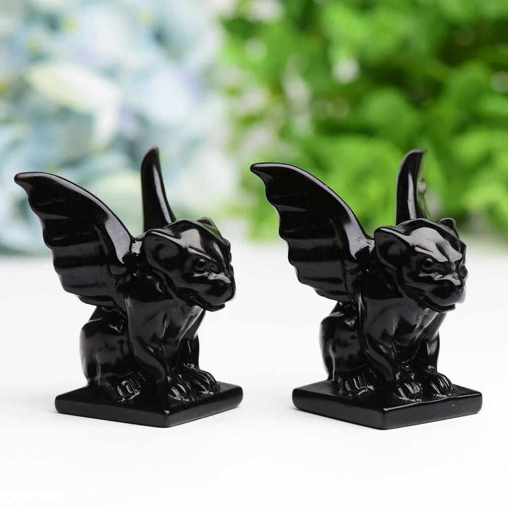 2.2" Black Obsidian Gargoyle Crystal Figurine - Image 2