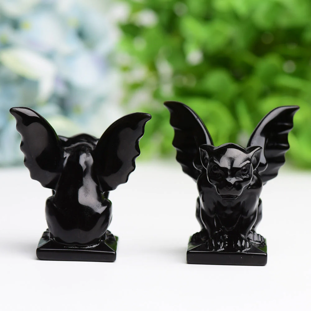 2.2" Black Obsidian Gargoyle Crystal Figurine - Image 4
