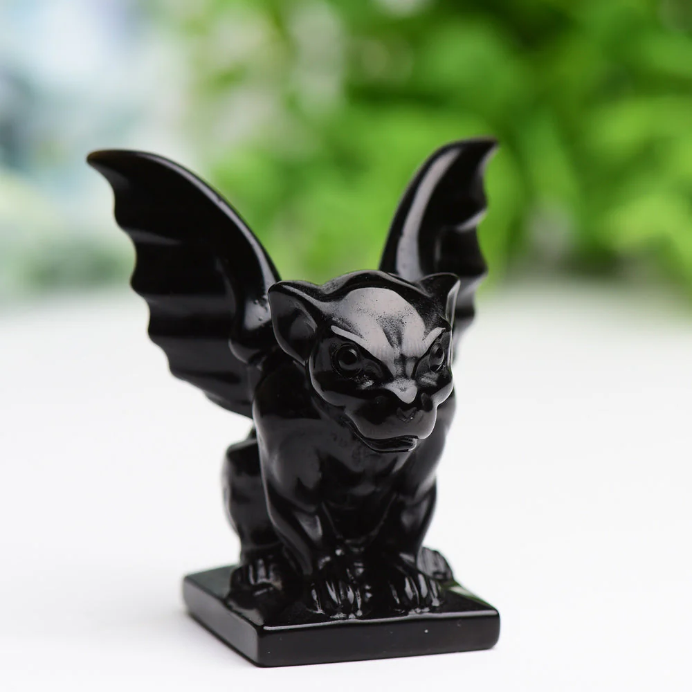 2.2" Black Obsidian Gargoyle Crystal Figurine - Image 5