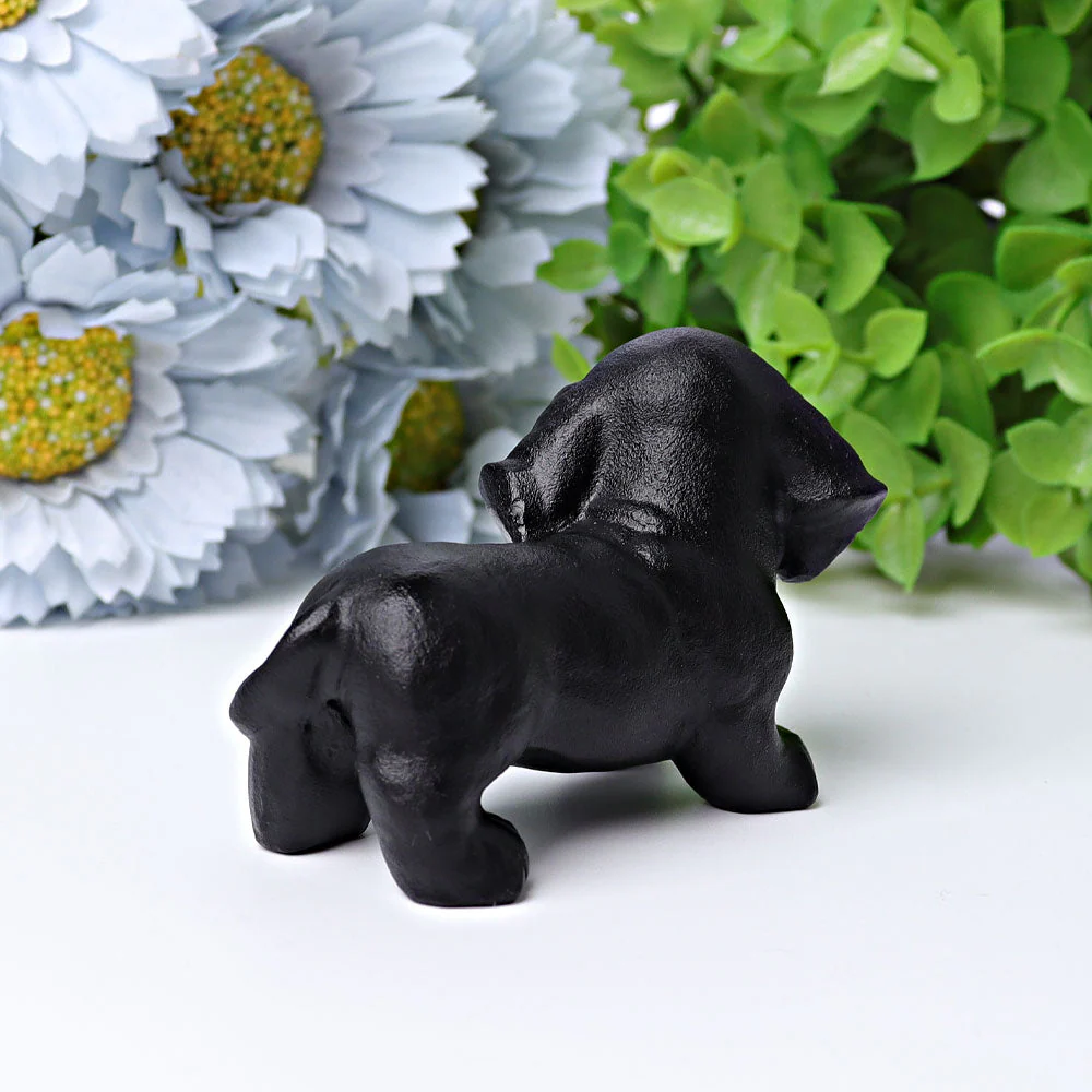 2.7 inch Black Obsidian Healing Crystal Dog Figurine - Image 4
