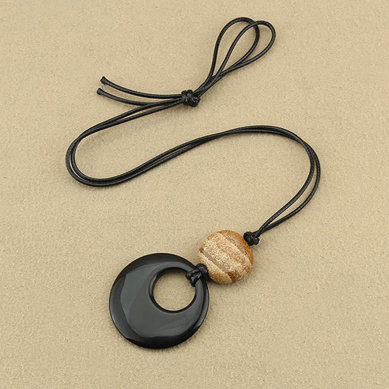 Black Obsidian Picture Stone Pendant Necklace - Image 5