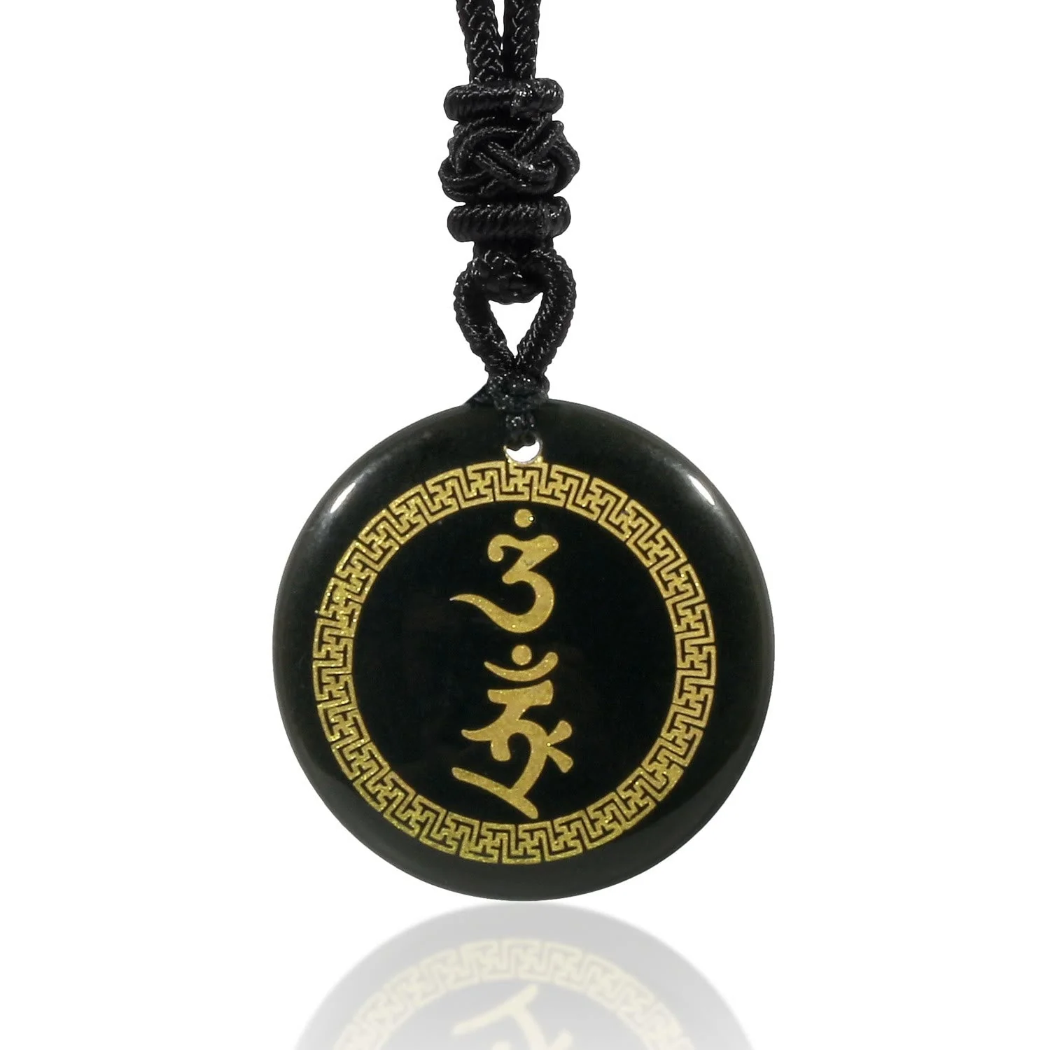 Black Obsidian Protection Necklace | Swastika Vajra Pendant