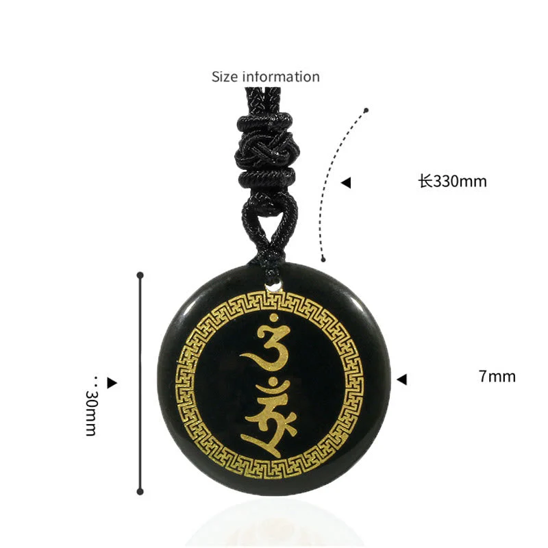 Black Obsidian Protection Necklace | Swastika Vajra Pendant - Image 2