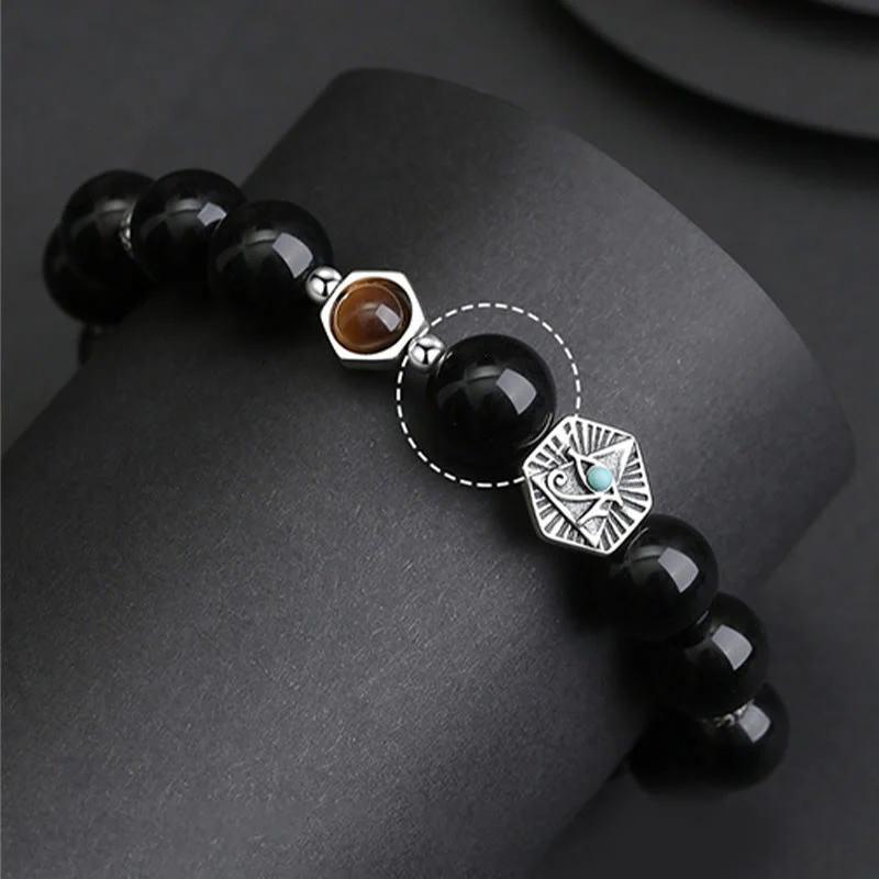 8mm Black Obsidian Tiger Eye Purification Bracelet - Image 8