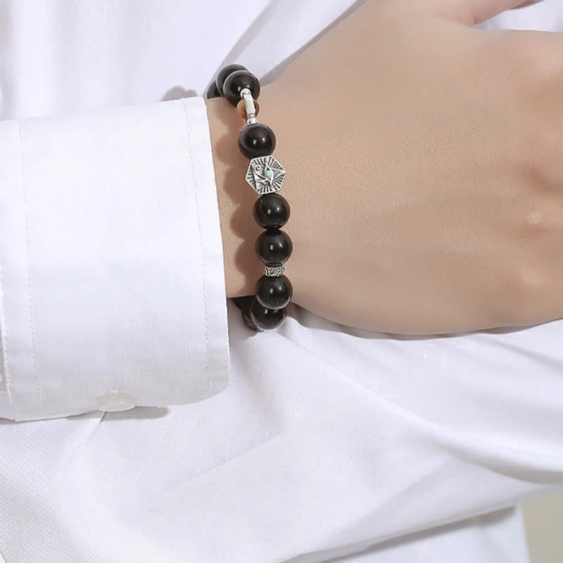 8mm Black Obsidian Tiger Eye Purification Bracelet - Image 9