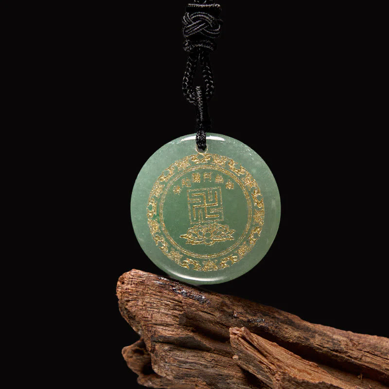 Swastika Lotus Pattern Black Obsidian Purification Necklace - Image 4