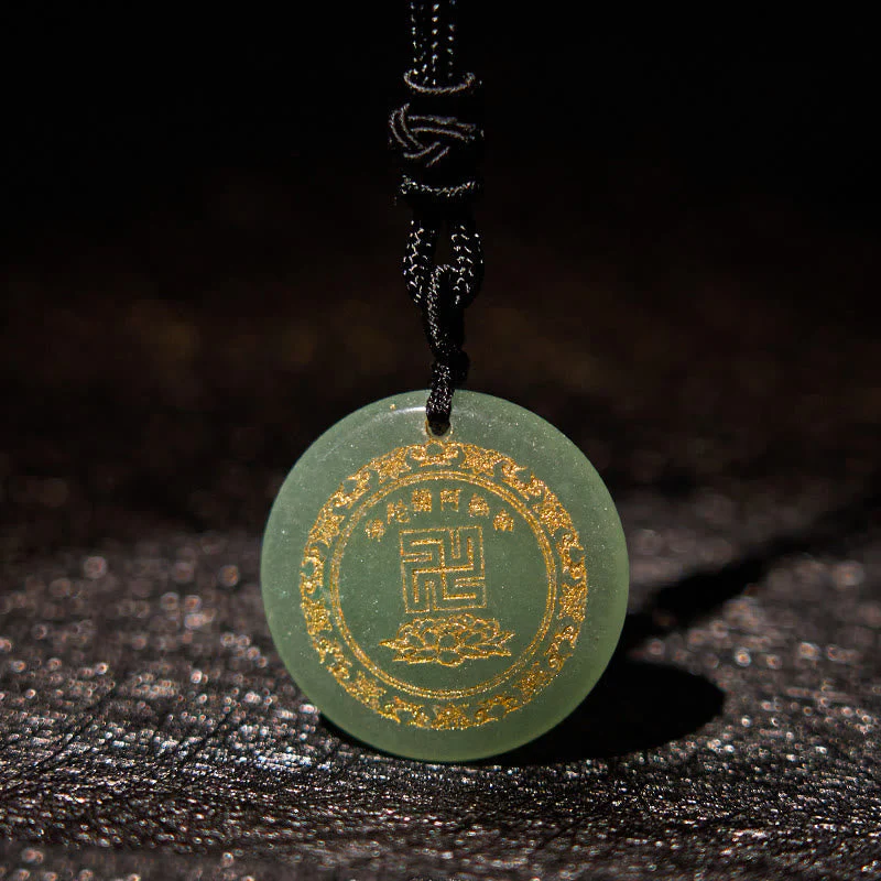 Swastika Lotus Pattern Black Obsidian Purification Necklace - Image 5