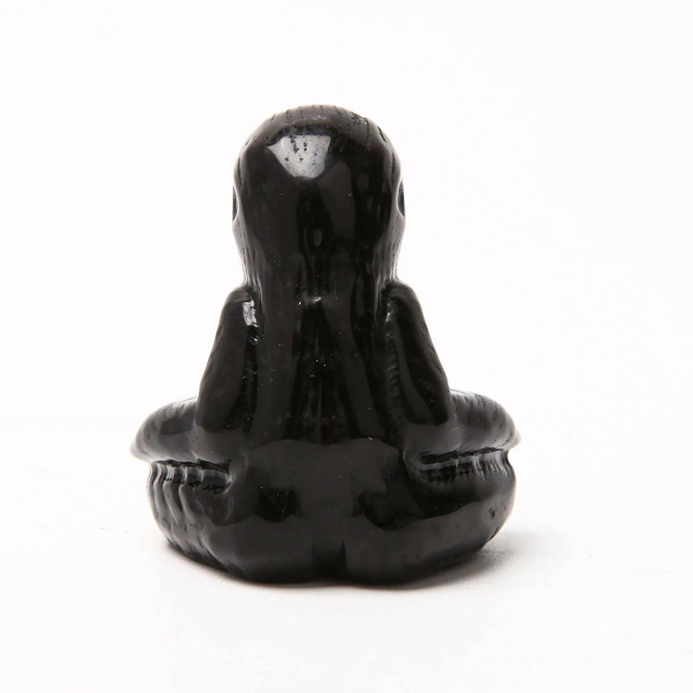 Hand Carved Black Obsidian Sloth Crystal Figurine 2.55 inch - Image 4