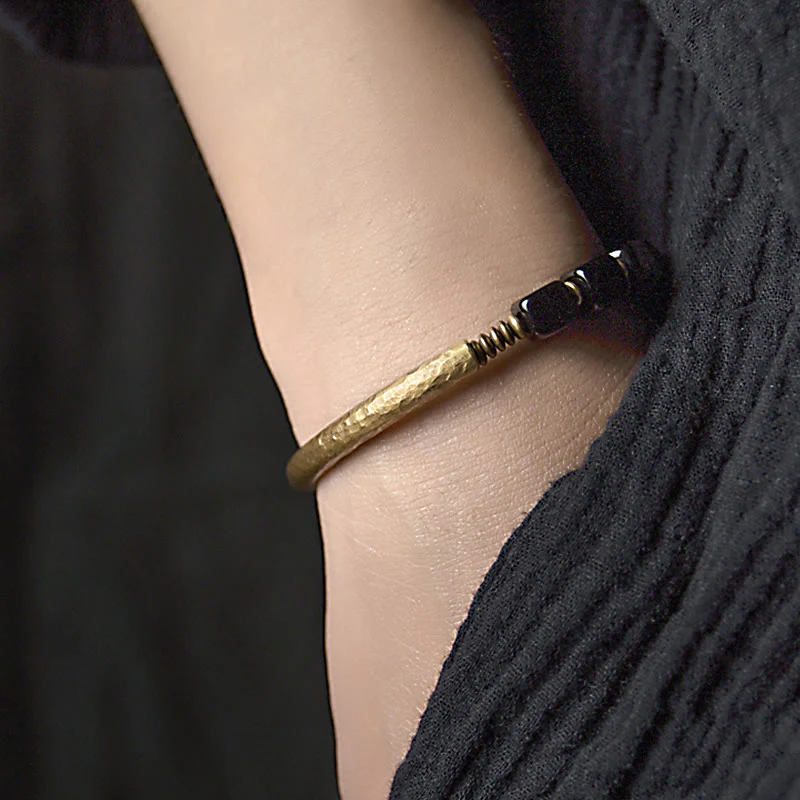 Unisex Black Obsidian Strength Bracelet with Copper - Image 10