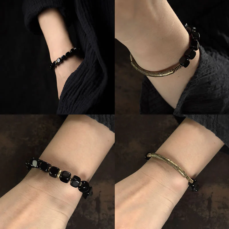 Unisex Black Obsidian Strength Bracelet with Copper - Image 11
