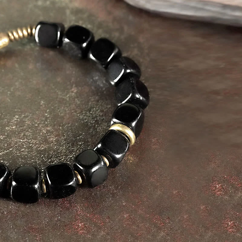 Unisex Black Obsidian Strength Bracelet with Copper - Image 4