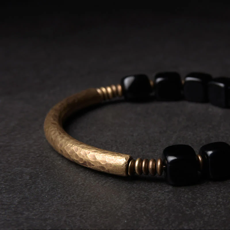 Unisex Black Obsidian Strength Bracelet with Copper - Image 6