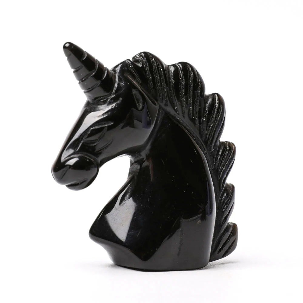 2 Inch Black Obsidian Unicorn Crystal Animal Carving