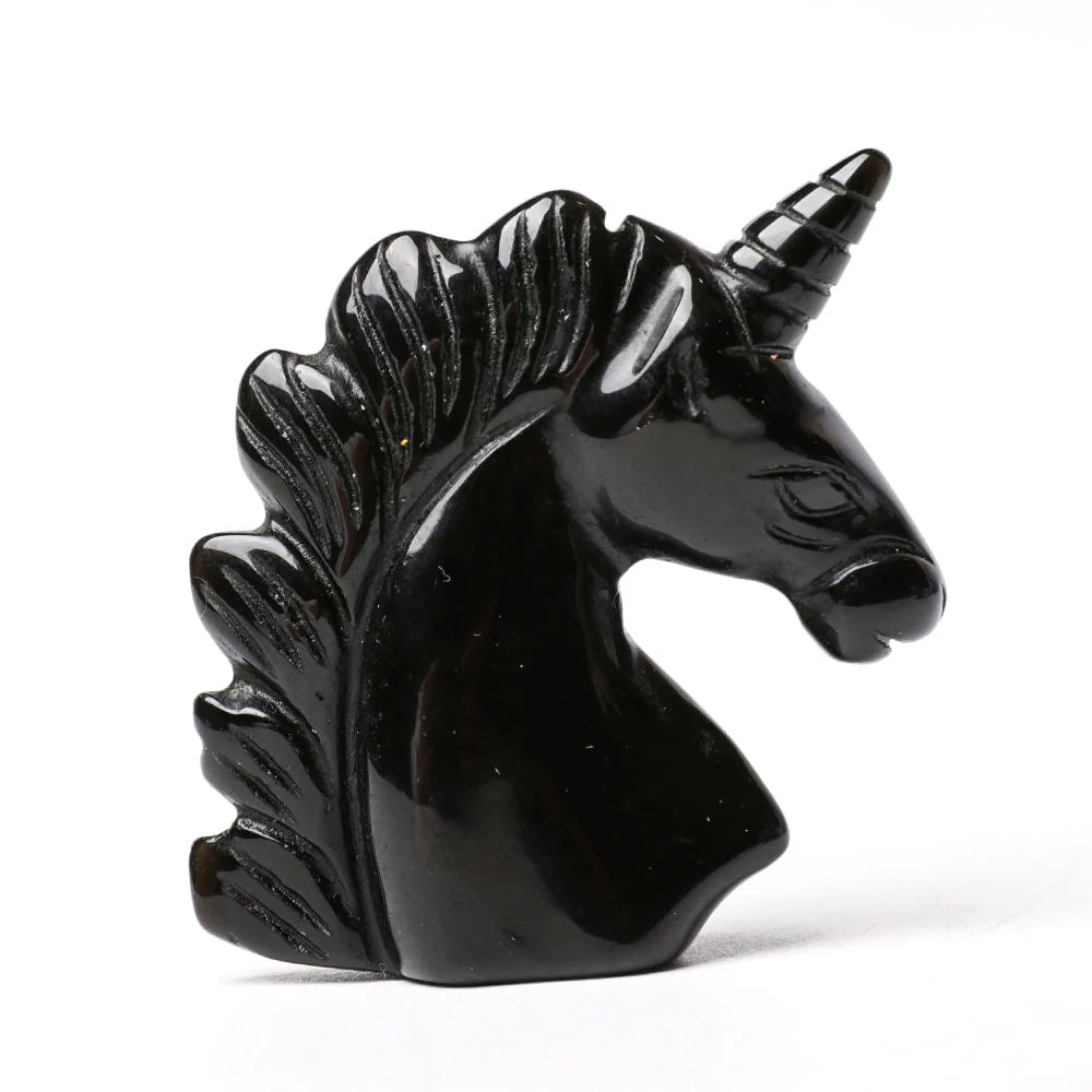 2 Inch Black Obsidian Unicorn Crystal Animal Carving - Image 2