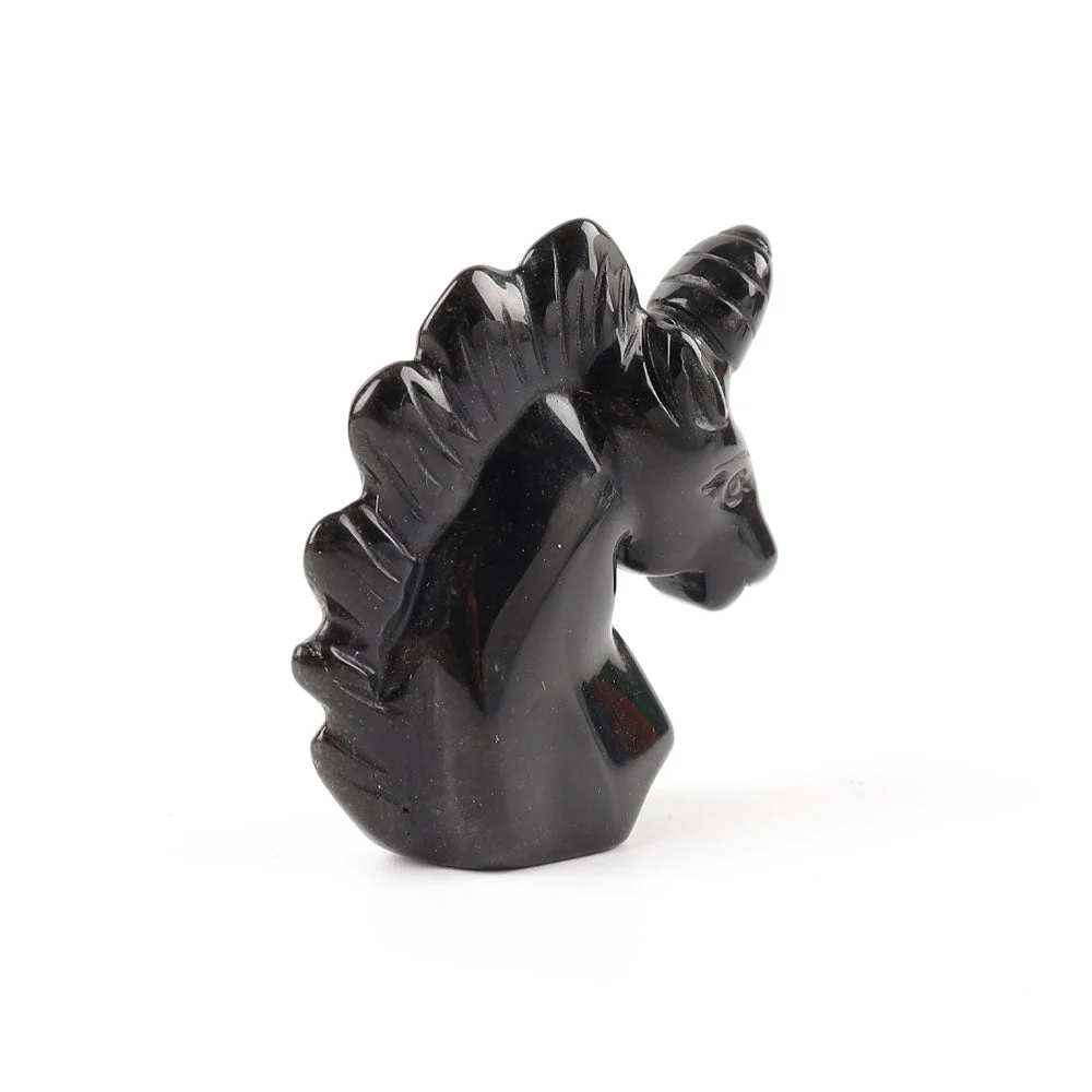 2 Inch Black Obsidian Unicorn Crystal Carving - Image 4