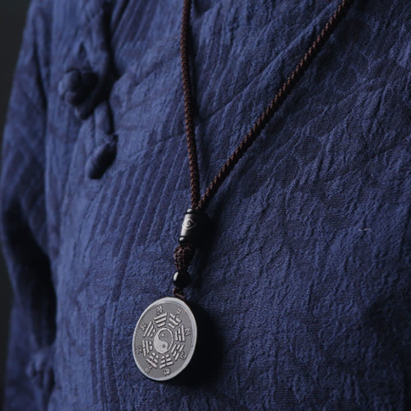 Black Obsidian Bagua Yin Yang Strength Pendant Necklace - Image 2
